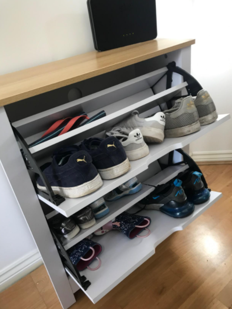 Modern Hallway Shoe Storage Albury Light Grey Shoe Cabinet Danetti