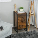 Industrial Bedside Table Rustic Metal Chest Drawers Vintage Tall Side Cabinet