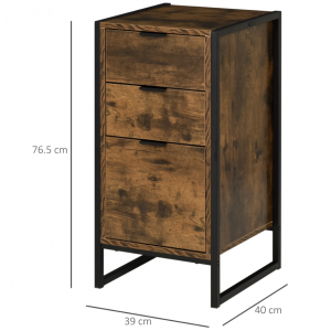 Industrial Bedside Table Rustic Metal Chest Drawers Vintage Tall Side Cabinet - Image 6