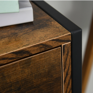 Industrial Bedside Table Rustic Metal Chest Drawers Vintage Tall Side Cabinet - Image 3