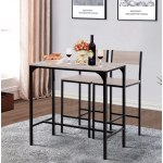 Industrial Bar Table Set 2 Tall Stools Breakfast Counter Height Space Saving Compact Kitchen