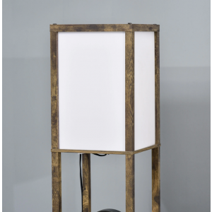 Industrial Floor Lamp Tall Rustic Display Cabinet Vintage Free Standing Light Shelf - Image 3