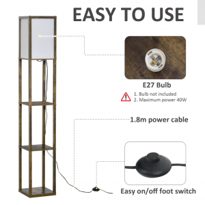 Industrial Floor Lamp Tall Rustic Display Cabinet Vintage Free Standing Light Shelf - Image 5