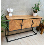 Industrial Console Table Vintage Solid Wood Hallway Sideboard Rustic Metal Storage Cupboard