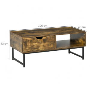 Rustic Coffee Table Vintage Industrial Style Metal Storage Shelf Retro Room Unit - Image 4