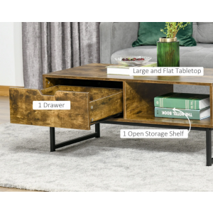 Rustic Coffee Table Vintage Industrial Style Metal Storage Shelf Retro Room Unit - Image 3