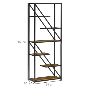 Tall Industrial Bookcase Rustic Metal Display Cabinet Vintage Style Shelving Unit - Image 5