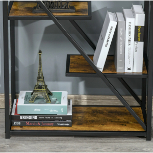 Tall Industrial Bookcase Rustic Metal Display Cabinet Vintage Style Shelving Unit - Image 3