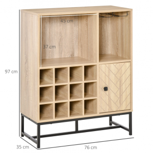 Industrial Wine Cabinet Vintage Retro Bottle Glass Holder Rustic Metal Mini Bar - Image 4