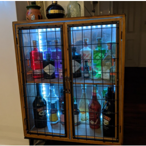 Industrial Side Cabinet Vintage Display Glass Storage Bar Cupboard - Image 2