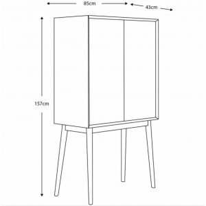 Tall Drinks Cabinet Vintage Storage Wine Cupboard Glass Shelf Solid Oak Legs - Image 4