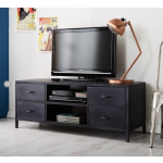 Metal TV Stand Vintage Industrial Style Media Cabinet Large Storage Unit