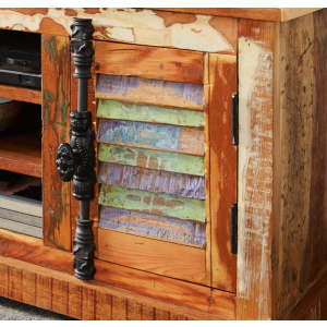Rustic TV Stand Vintage Industrial Media Cabinet Large Retro Solid Wood Storage Sideboard - Image 3