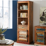 Rustic Display Cabinet Vintage Industrial Style Bookcase Tall Solid Wood Shelving Unit