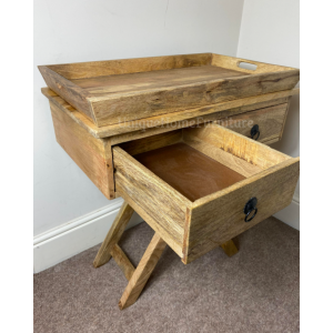 Scandinavian Side Table Vintage Industrial Style Drinks Tray Rustic Cabinet - Image 4