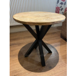 Industrial Side Table Rustic Solid Mango Wood Vintage Retro Metal Round Coffee End Unit