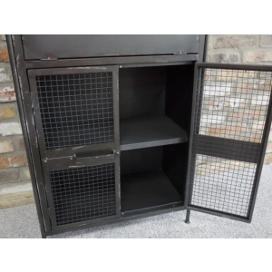 Industrial Storage Cupboard Vintage Bathroom Rustic Metal Side Cabinet - Image 4
