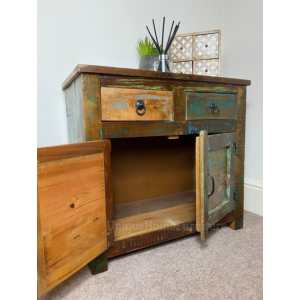 Rustic Side Cabinet Vintage Retro Storage Cupboard Industrial Style Small Sideboard - Image 5