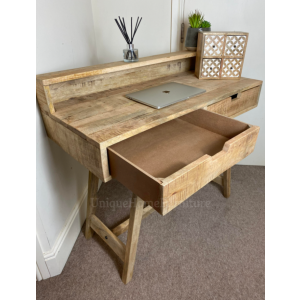 Rustic Computer Desk Vintage Industrial Style Workstation Solid Wood Writing Table - Image 5