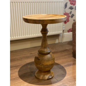 Solid Wood Side Table Vintage Retro Sofa End Round Coffee Plant Lamp Stand Furniture - Image 3