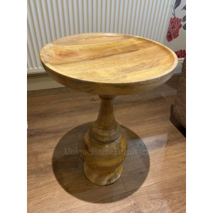 Solid Wood Side Table Vintage Retro Sofa End Round Coffee Plant Lamp Stand Furniture - Image 4