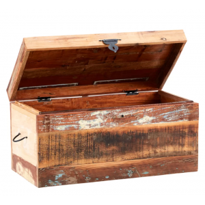 Rustic Storage Trunk Vintage Industrial Coffee Table Rustic Solid Wood Box - Image 2
