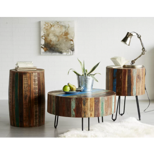 Rustic Side Table Solid Wood Plant Lamp Stand Vintage Industrial Unit - Image 4