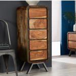 Tall Chest of Drawers Vintage Industrial Tallboy Rustic Solid Wood Side Cabinet