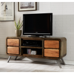 Industrial TV Stand Rustic Solid Wood Cabinet Vintage Retro Large Storage Shelf Unit