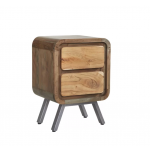 Industrial Bedside Table Vintage Retro Nightstand Rustic Solid Wood Storage Drawer Unit