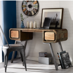 Industrial Computer Desk Vintage Retro Workstation Rustic Solid Wood Writing Table