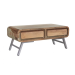 Industrial Coffee Table Rustic Solid Wood Storage Unit Vintage Drawers Metal Furniture