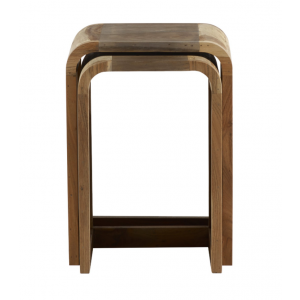 Rustic Nest 2 Tables Vintage Retro Side End Unit Industrial Style Solid Wood Coffee Table - Image 5