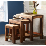Rustic Nest of Tables Vintage Industrial Style Nesting Retro Set 3 Coffee Side End Table Unit