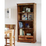 Tall Rustic Bookcase Vintage Industrial Style Large Solid Wood Storage Display Shelving Cabinet Unit