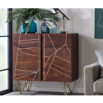 Vintage Industrial Sideboard Rustic Solid Wood Side Cabinet Mid Century Style Metal Cupboard