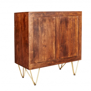 Vintage Industrial Sideboard Rustic Solid Wood Side Cabinet Mid Century Style Metal Cupboard - Image 4
