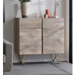 Vintage Industrial Cupboard Rustic Solid Wood Side Door Cabinet Mid Century Style Sideboard