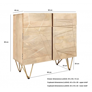 Vintage Industrial Cupboard Rustic Solid Wood Side Door Cabinet Mid Century Style Sideboard - Image 4