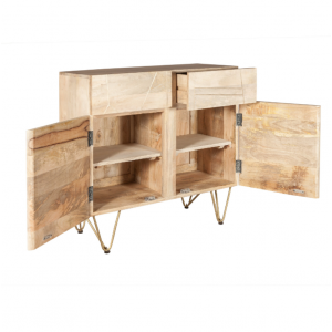 Vintage Industrial Cupboard Rustic Solid Wood Side Door Cabinet Mid Century Style Sideboard - Image 5