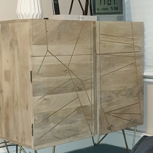 Vintage Industrial Cupboard Rustic Solid Wood Side Door Cabinet Mid Century Style Sideboard - Image 3