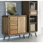 Industrial Side Cabinet Vintage Retro Cupboard Rustic Solid Wood Console Storage Unit