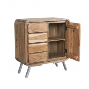 Industrial Side Cabinet Vintage Retro Cupboard Rustic Solid Wood Console Storage Unit - Image 4