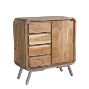 Industrial Side Cabinet Vintage Retro Cupboard Rustic Solid Wood Console Storage Unit - Image 5