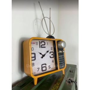 Industrial Table Clock Vintage Retro TV Radio Style Rustic Metal Glass Home Art Decor - Image 3