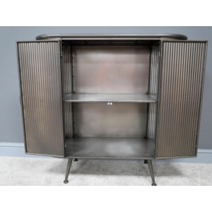Industrial Wine Cabinet Vintage Retro Mini Bar Rustic Metal Storage Cupboard - Image 4