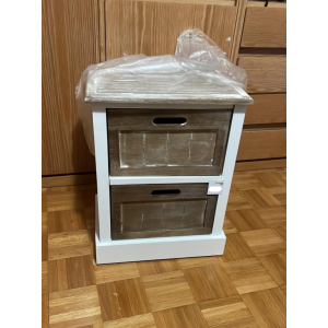 Rustic Bedside Table Small Chest 2 Drawers Shabby Chic Wooden Unit - Image 2