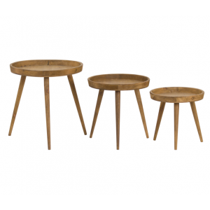 Mid Century Side Table Vintage Danish Nest 3 Tables Wooden Nordic Stand - Image 4