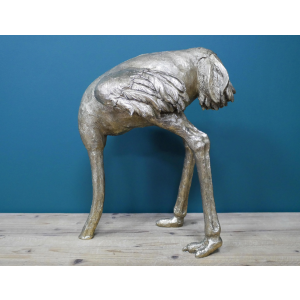 Ostrich Head In Sand Gold Quirky Bird Statue Vintage Industrial Style Ornament - Image 3