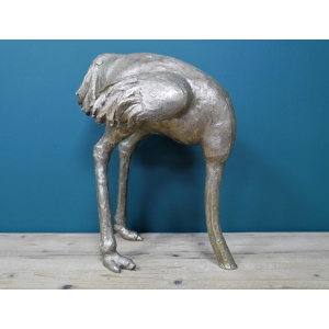 Ostrich Head In Sand Gold Quirky Bird Statue Vintage Industrial Style Ornament - Image 5